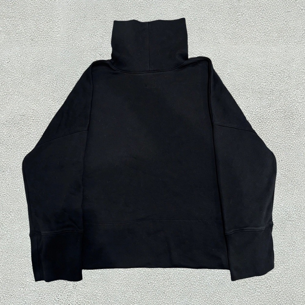 GAP Womens XL Black Fleece Funnel Neck Sweatshirt Boxy Oversized Mock Pullover - Picture 2 of 3